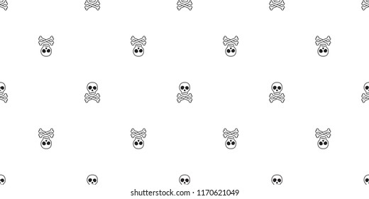 Crossbones seamless pattern vector pirate Halloween skull bone poison Ghost scarf isolated tile background repeat wallpaper