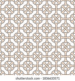Crossbones shape with outline vector stock illustration. Seamless pattern background design template. White and beige color theme