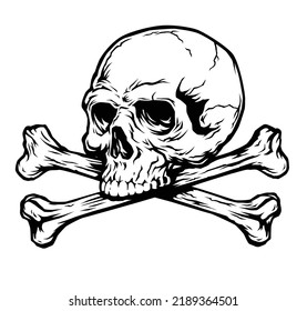 Skull And Crossbones Clipart Vector, Skull Pirate With Crossbones Hand  Drawing Skull, Skull Clipart, Art, Background PNG Image For Free Download