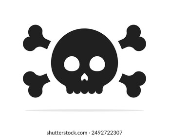 Crossbones and skull. Cartoon skeleton icon. Skull icon. Crossbones and Skull vector icon. 