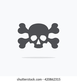 Crossbones and skull death flat icon. Vector illustration.