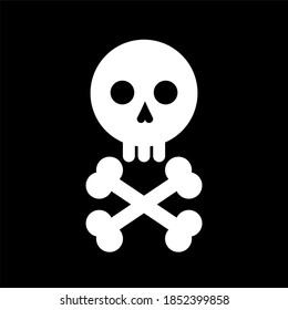 Crossbones and skull death flat vector icon for apps and games