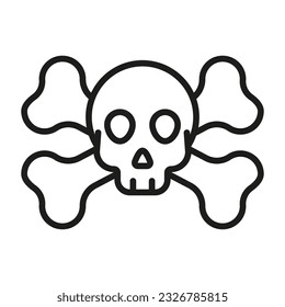 Crossbones and skull death flat vector icon for apps and games
