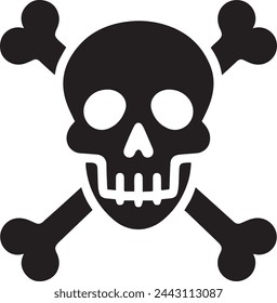 Crossbones and skull death flat vector icon for danger or warning on white background. Roger symbol for apps and games.