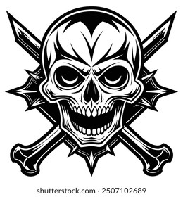 Crossbones and skull death flat vector icon for apps and games