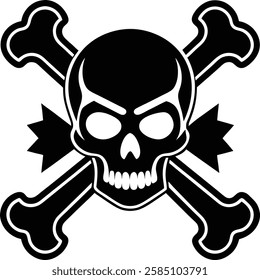 Crossbones and skull death flat vector illustration design isolated on white background