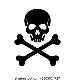 Crossbones and skull death flat vector icon