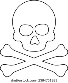 crossbones and skull death line art vector icon