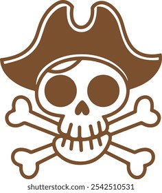 Crossbones Skull and Hat Bold Pirate Symbol 