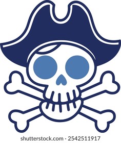 Crossbones Skull and Hat Bold Pirate Vector Design