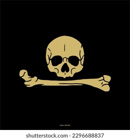 Crossbones skull, Headbone, death, danger, or poison flat vector icon for apps and websites