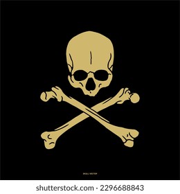 Crossbones skull, Headbone, death, danger, or poison flat vector icon for apps and websites