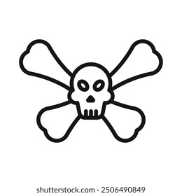 Crossbones skull icon Black line art vector logo
