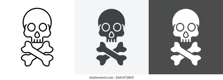 Crossbones skull icon set vector art