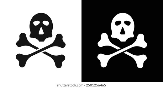 Crossbones skull icon Symbol mark in filled style