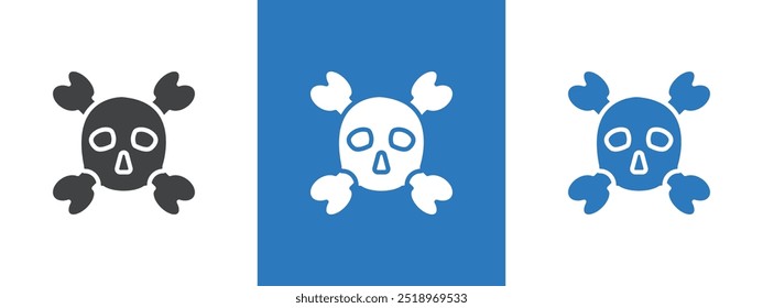 Crossbones skull icon thin line illustration