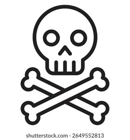 Crossbones ícone do crânio ilustração vetor sinal isolado