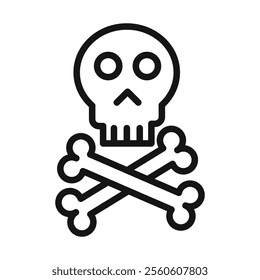 Crossbones skull icon vector line logo art