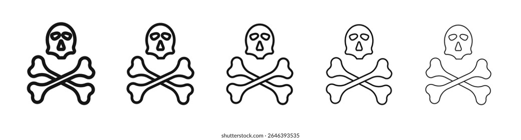 Crossbones skull icon vector outline set illustration sign