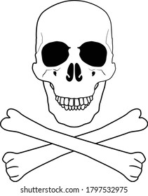 Crossbones skull mark #01. Vector illustration