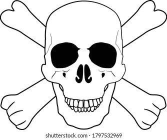 Crossbones skull mark #02. Vector illustration