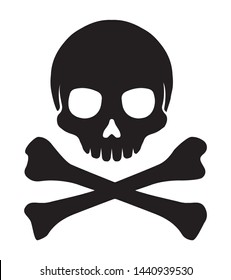 Crossbones skull mark flat vector illustration ( danger / warning)