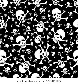 Crossbones and skull seamless pattern for background, print, textile. Vector illustration