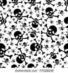 Crossbones and skull seamless pattern for background, print, textile. Vector illustration