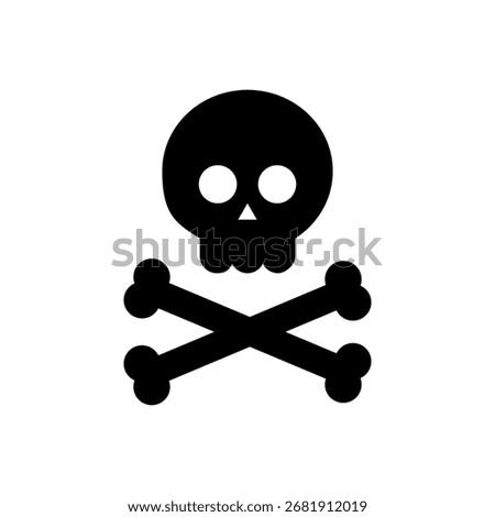 Crossbones skull symbol. Death, danger, warning, horror concepts. Flat vector design isolated illustration.
