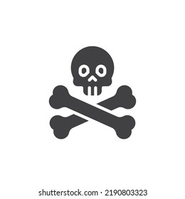 Crossbones and skull vector icon. filled flat sign for mobile concept and web design. Skeleton with cross bones glyph icon. Symbol, logo illustration. Vector graphics