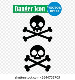 Crossbones and skull vector icon. transparent background. vector illustration. Eps 10