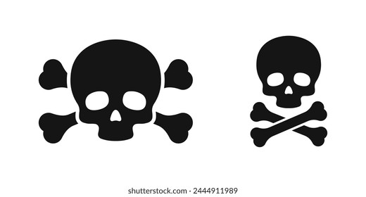 Crossbones vector icon set. Crossbones and skull icons. Skeleton icons. Skull icon set.