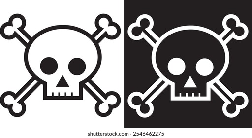 Conjunto de iconos de Vector de huesos cruzados. Calavera e iconos del cráneo. Iconos de esqueleto. Conjunto de iconos de cráneo.