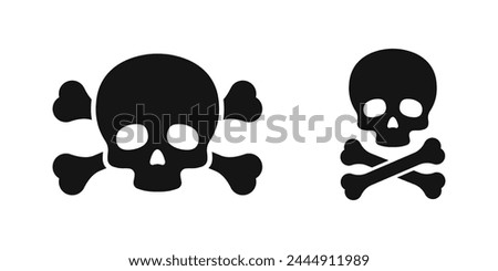 Crossbones vector icon set. Crossbones and skull icons. Skeleton icons. Skull icon set.