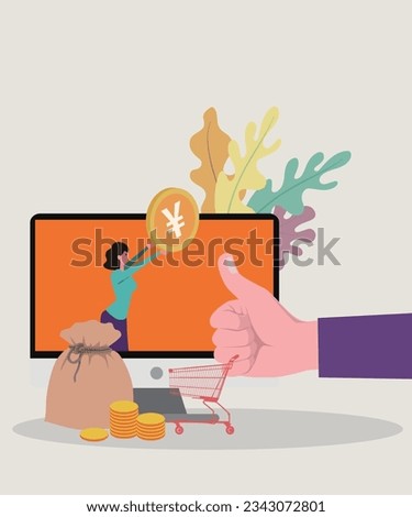 Cross-border e-commerce global shopping concept illustration
