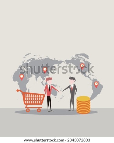 Cross-border e-commerce global shopping concept illustration