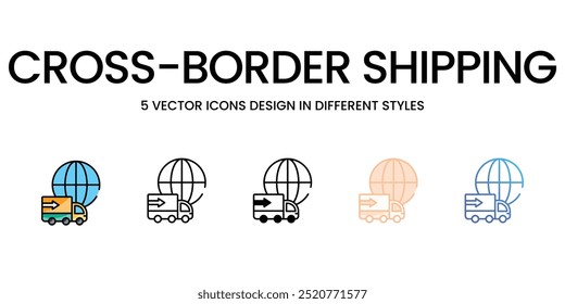 Ícones de vetor de Envio Transfronteiras prontos para uso para aplicativo móvel e Web