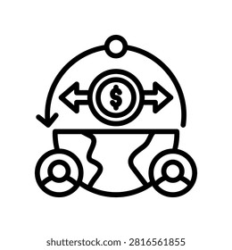 Crossborder Trade Icon Line Vector Illustration