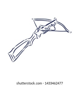 Crossbow, arbalest contour vector illustration 