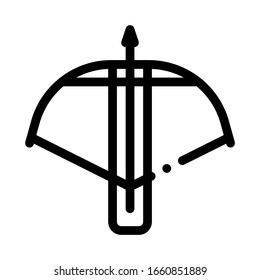 Icono De Equipo De Arco Crossbow Vector De Línea Delgada. Pictograma Lineal Concepto de Arma Crossbow de tiro medieval. Signo de contorno blanco y negro de pistola Isolación Ilustración de símbolo de contorno