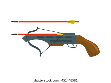 Crossbow with arrow. Arbalest vector illustration isolated on white background