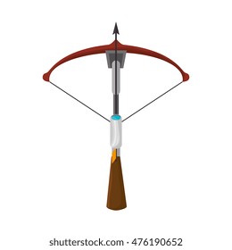 crossbow arrow medieval old and antique weapon armor equipment vector illustration