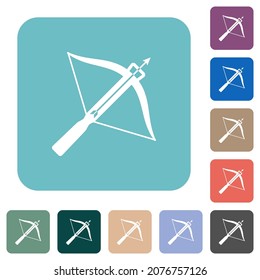 Crossbow con iconos planos de flecha blanca sobre fondo cuadrado redondeado de color
