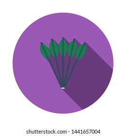 Crossbow Bolts Icon. Flaches Circle Stencil Design mit langem Schatten. Vektorgrafik.