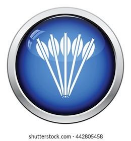 Crossbow bolts icon. Glossy button design. Vector illustration.