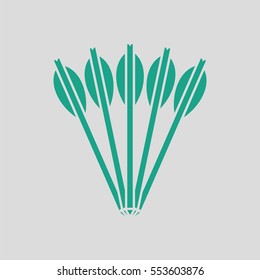 Crossbow bolts icon. Gray background with green. Vector illustration.