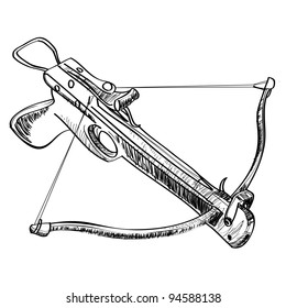 Crossbow cartoon sketch vector illustration