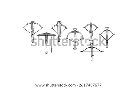 crossbow handdrawn engraving doodle collection