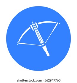 Crossbow icon black. Single weapon icon from the big ammunition, arms set.