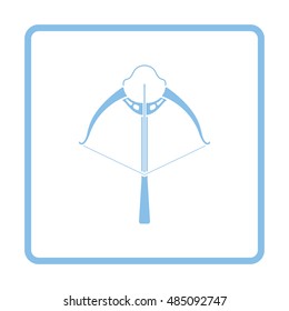 Crossbow icon. Blue frame design. Vector illustration.